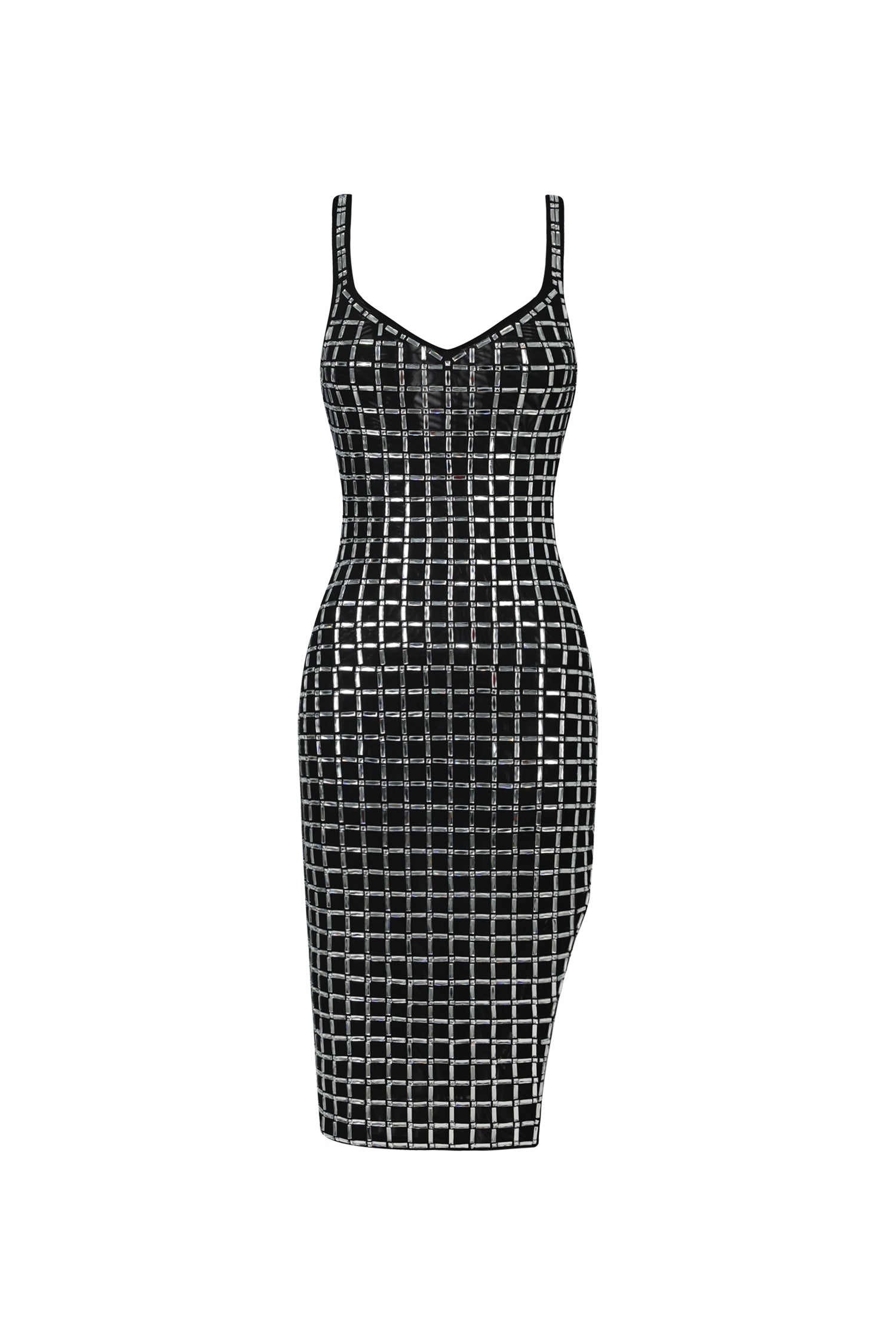 Sabriya V-Neck Sleeveless Halter Diamond Midi Dress	