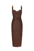 Ziriy Sleeveless V-Neck Bandage Brown Maxi Dress	