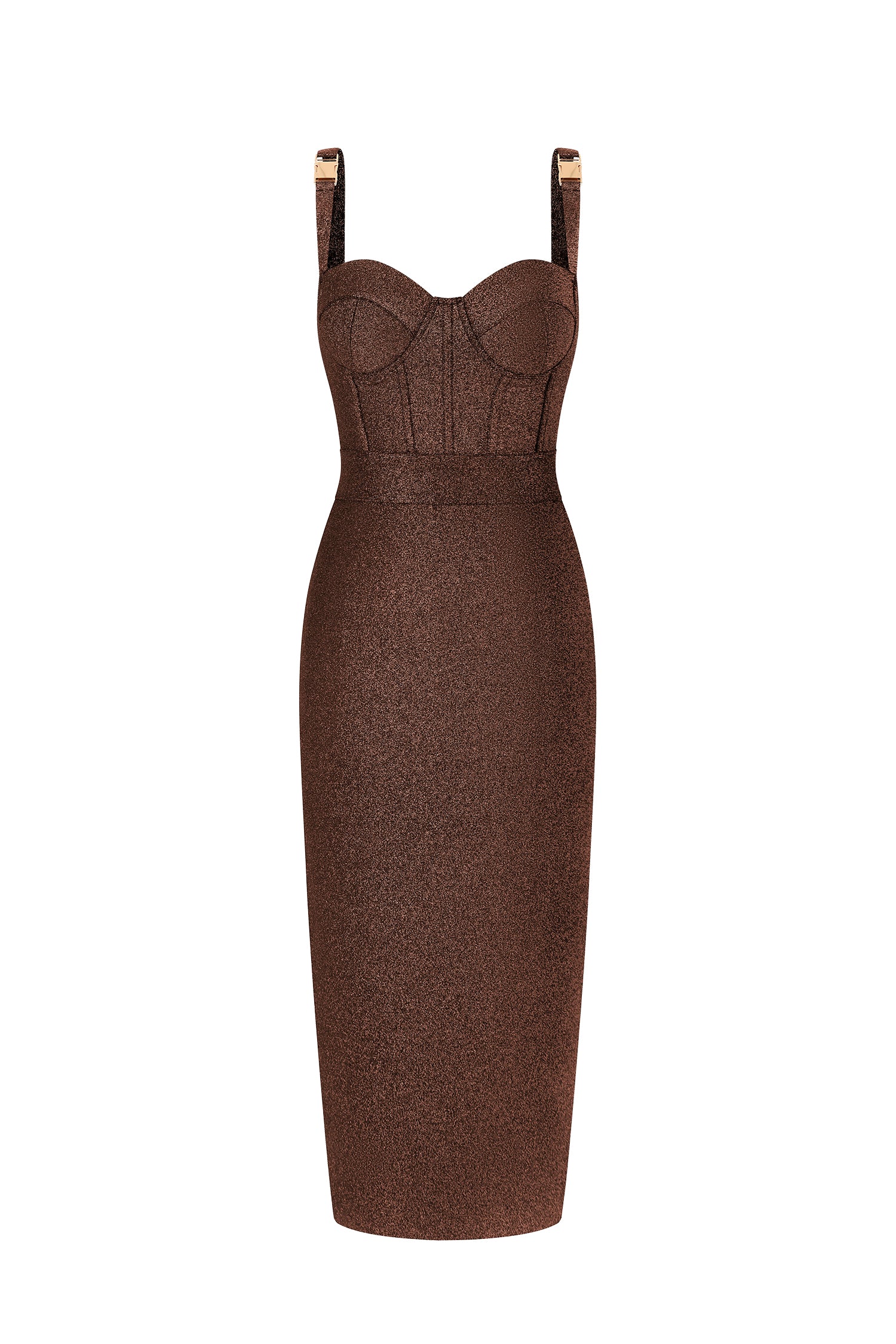Ziriy Sleeveless V-Neck Bandage Brown Maxi Dress	