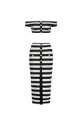 Martha Off-the-Shoulder Hollow Out Slit Bandage Midi Two-Piece Set	