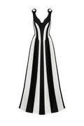 Omega Sleeveless V-Neck Flowers Bandage Maxi Dress	
