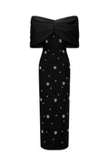 Soloma Off-the-Shoulder Diamond Maxi Dress	