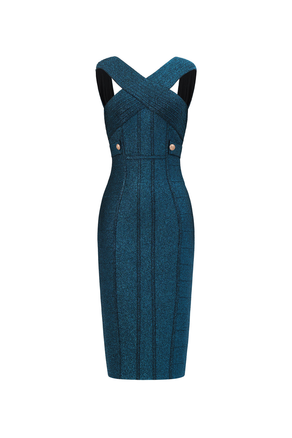 Fresco Sleeveless V-Neck Bandage Midi Dress	