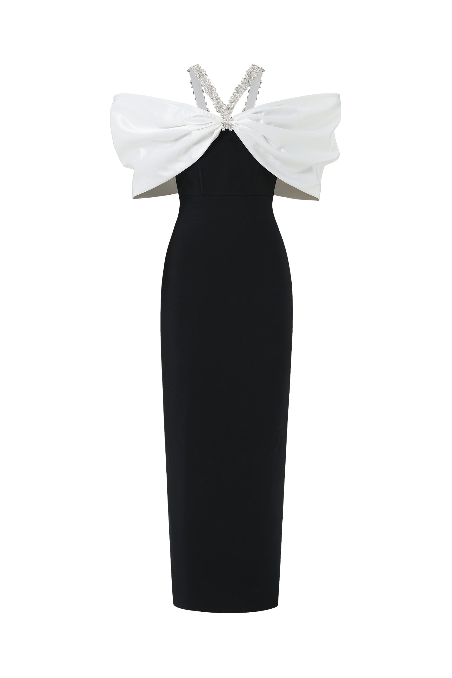 Lucifa Halter Sleeveless Bow Diamond Ribbon Bandage Maxi Dress	