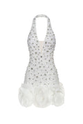 Tove Sleeveless V-neck Diamond Flowers Mini Dress	
