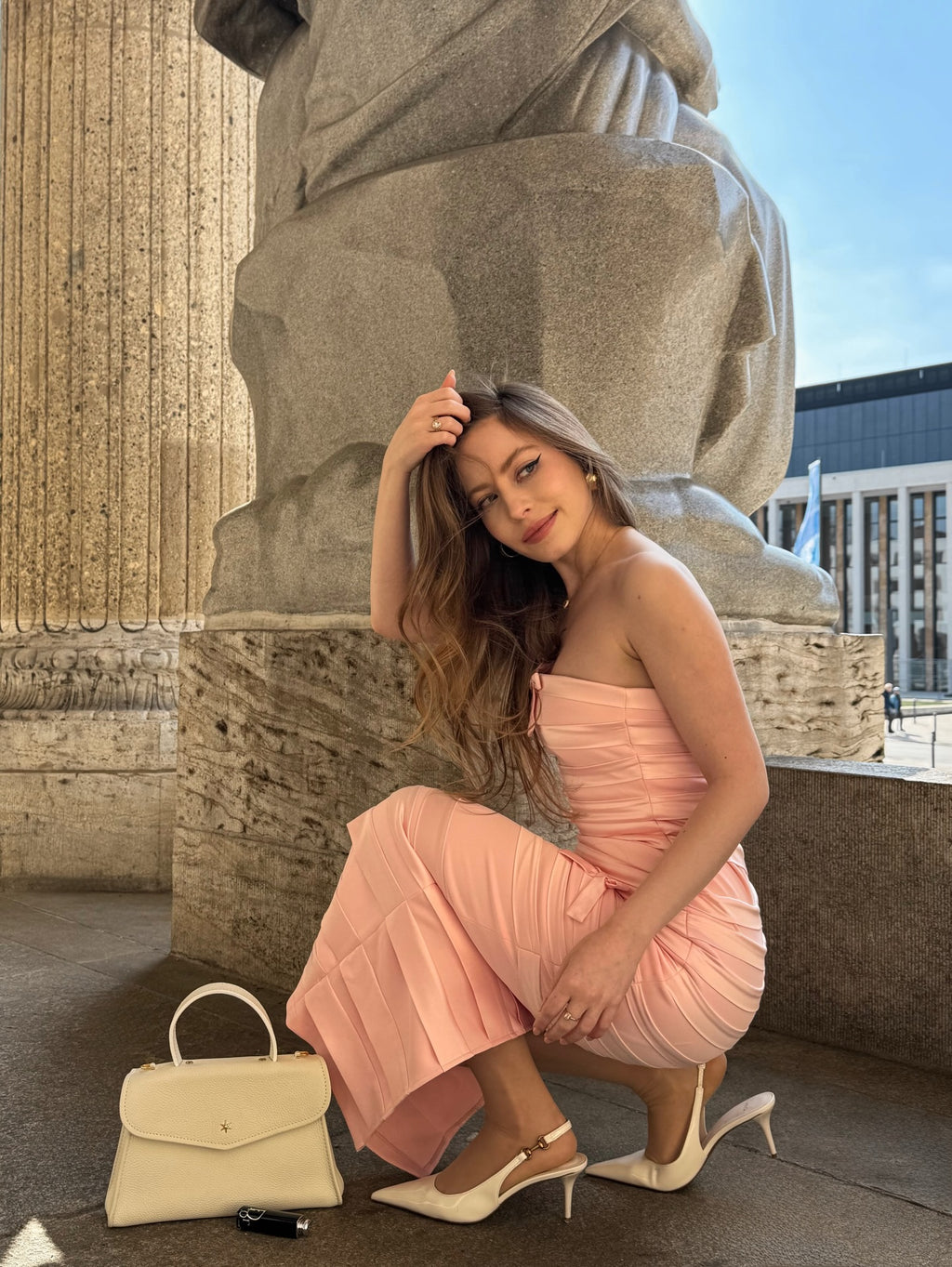 Gayu Sleeveless Bow Wrinkles Midi Dress	