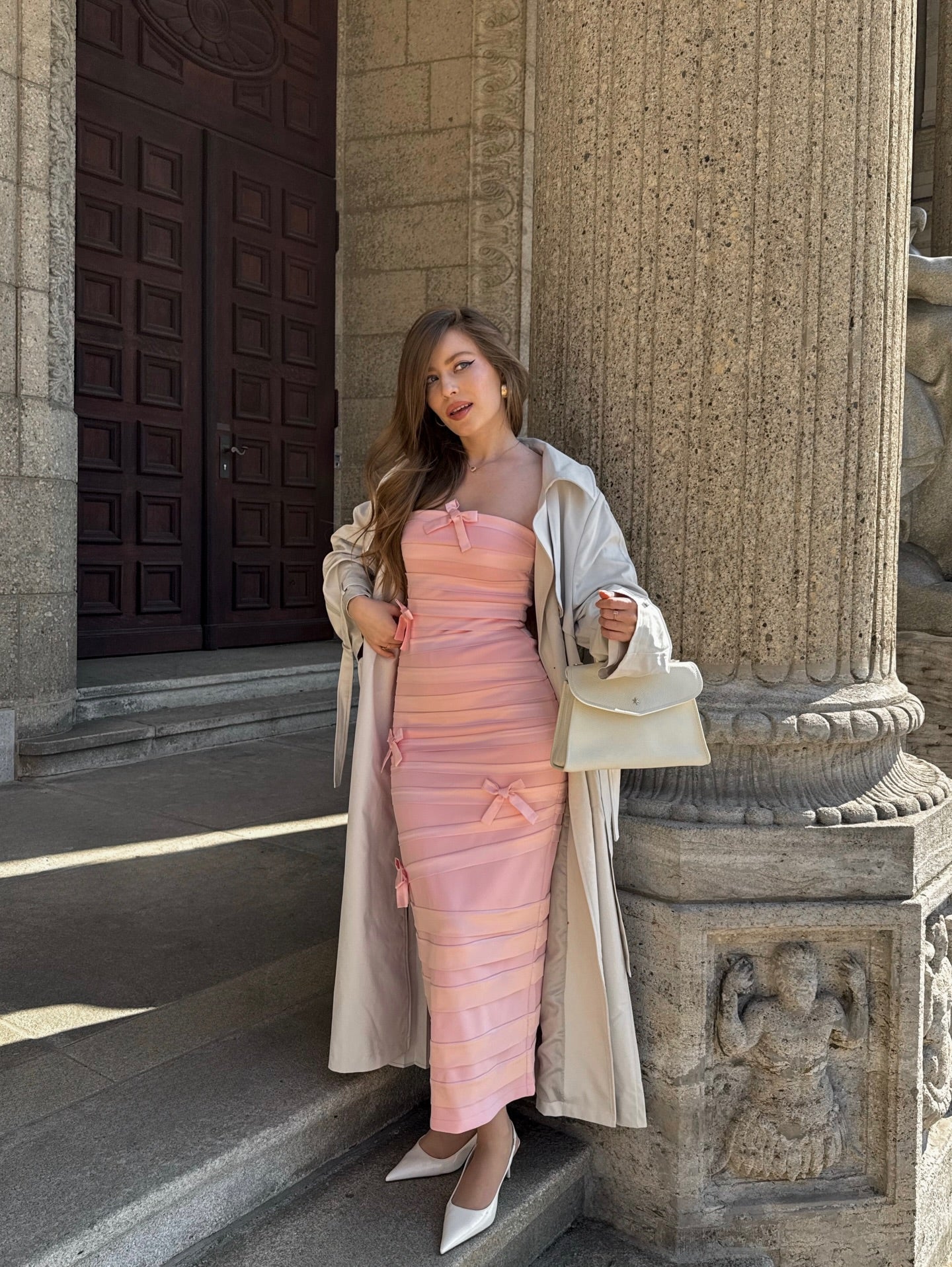 Gayu Sleeveless Bow Wrinkles Midi Dress	