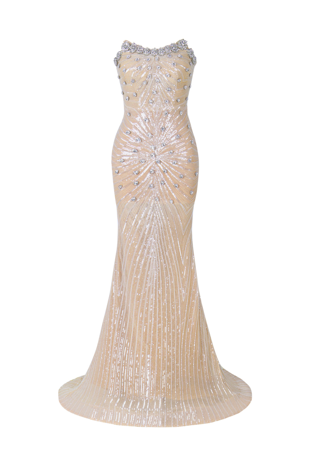 Kori Strapless Diamond Sequins Maxi Dress	