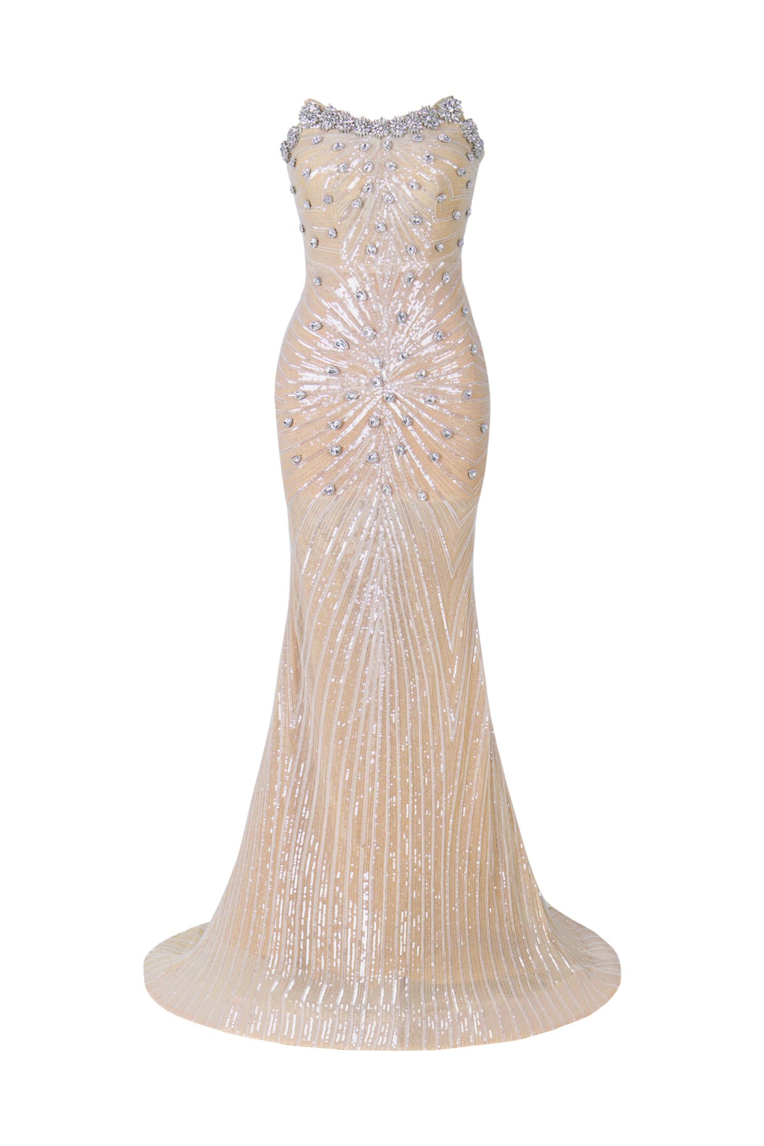 Kori Strapless Diamond Sequins Maxi Dress	
