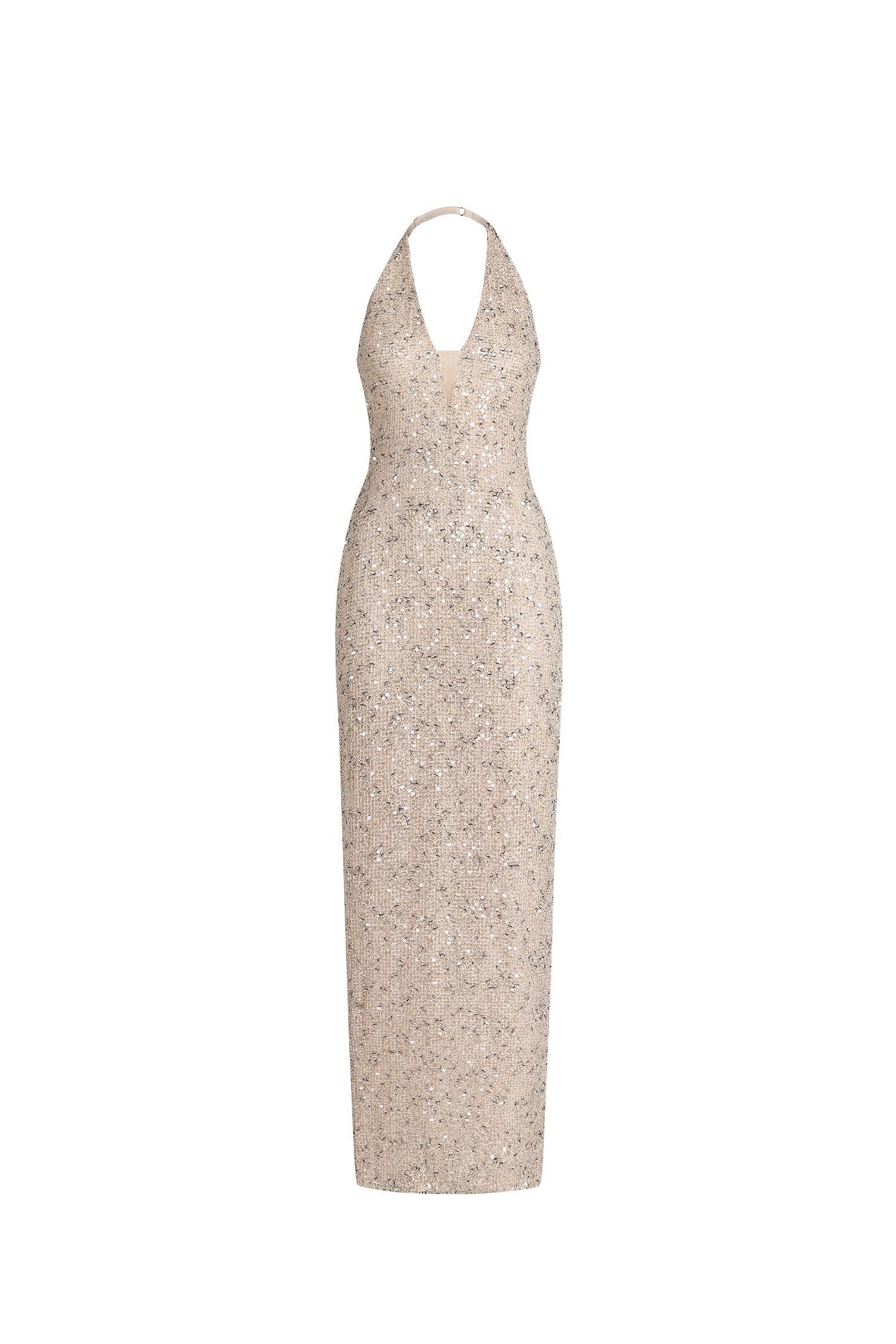 Ibbie Halter Sleeveless V-Neck Diamond Maxi Dress	