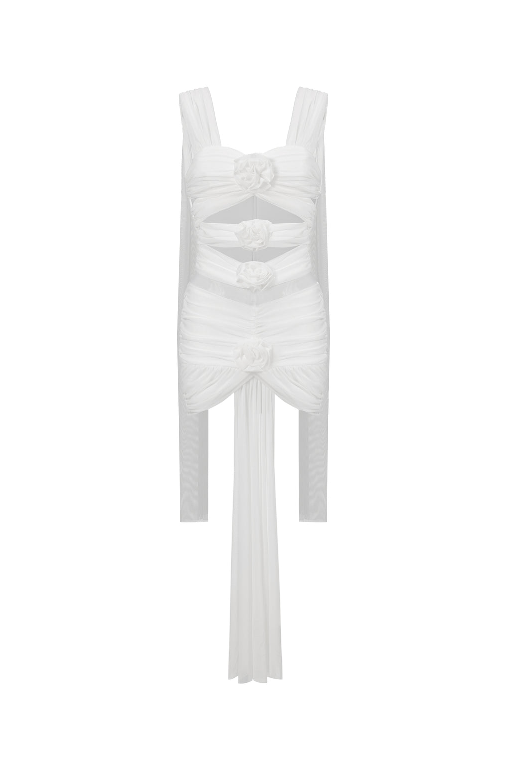 Kawayi Sleeveless Flowers Hollowed Out Mini Dress	