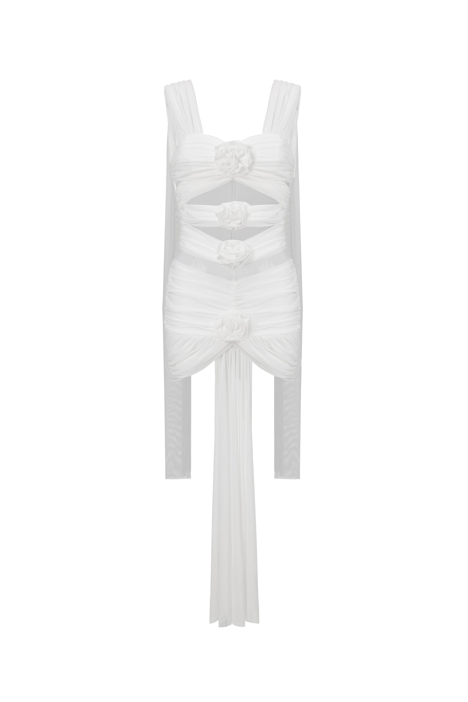 Kawayi Sleeveless Flowers Hollowed Out Mini Dress	