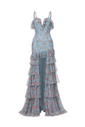 Haliy Floral Print Ruffle Maxi Dress	