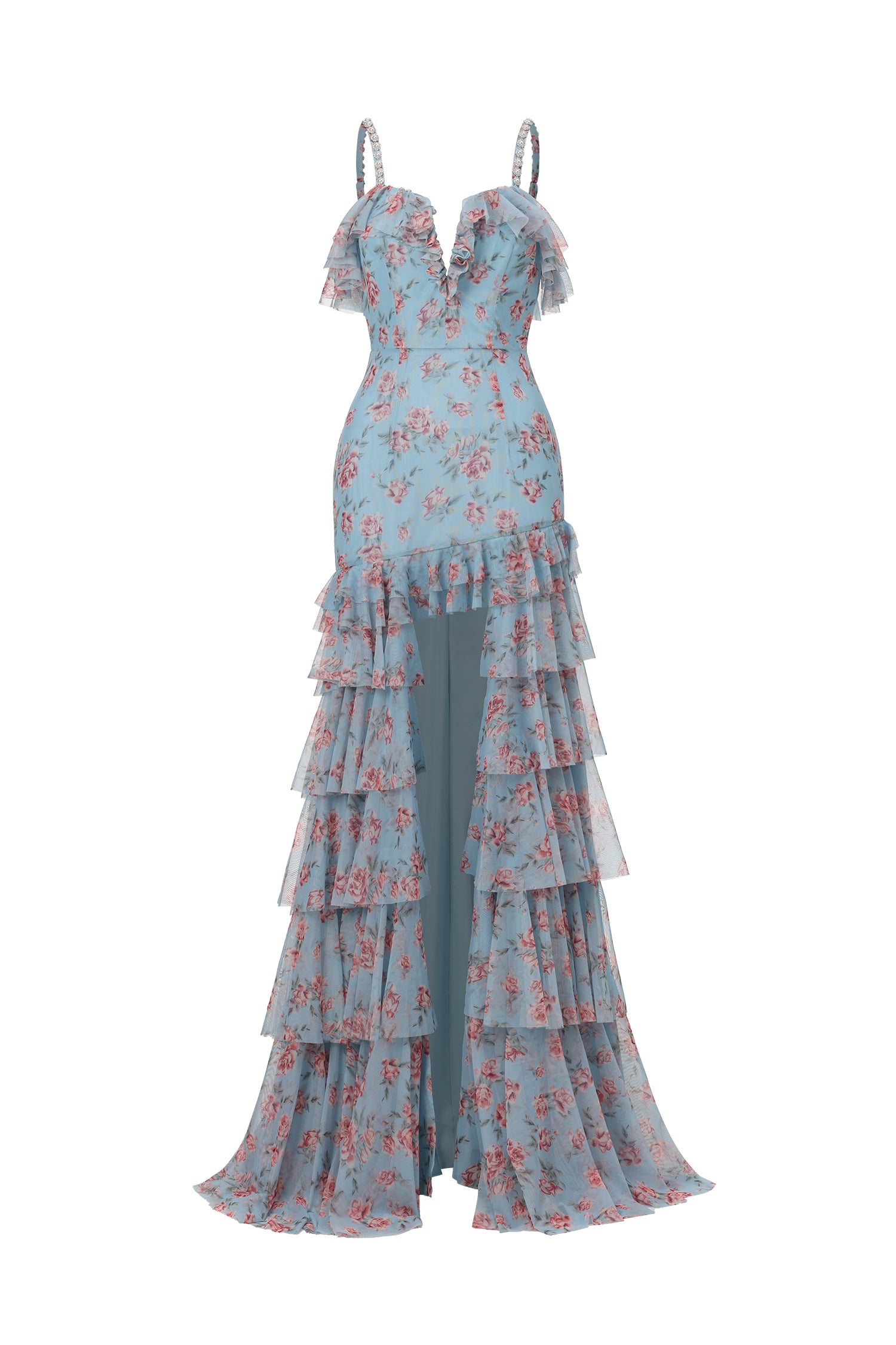 Haliy Floral Print Ruffle Maxi Dress	