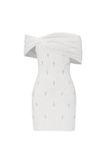 Verney Off The Shoulder Bow Diamond Bandage Mini Dress	