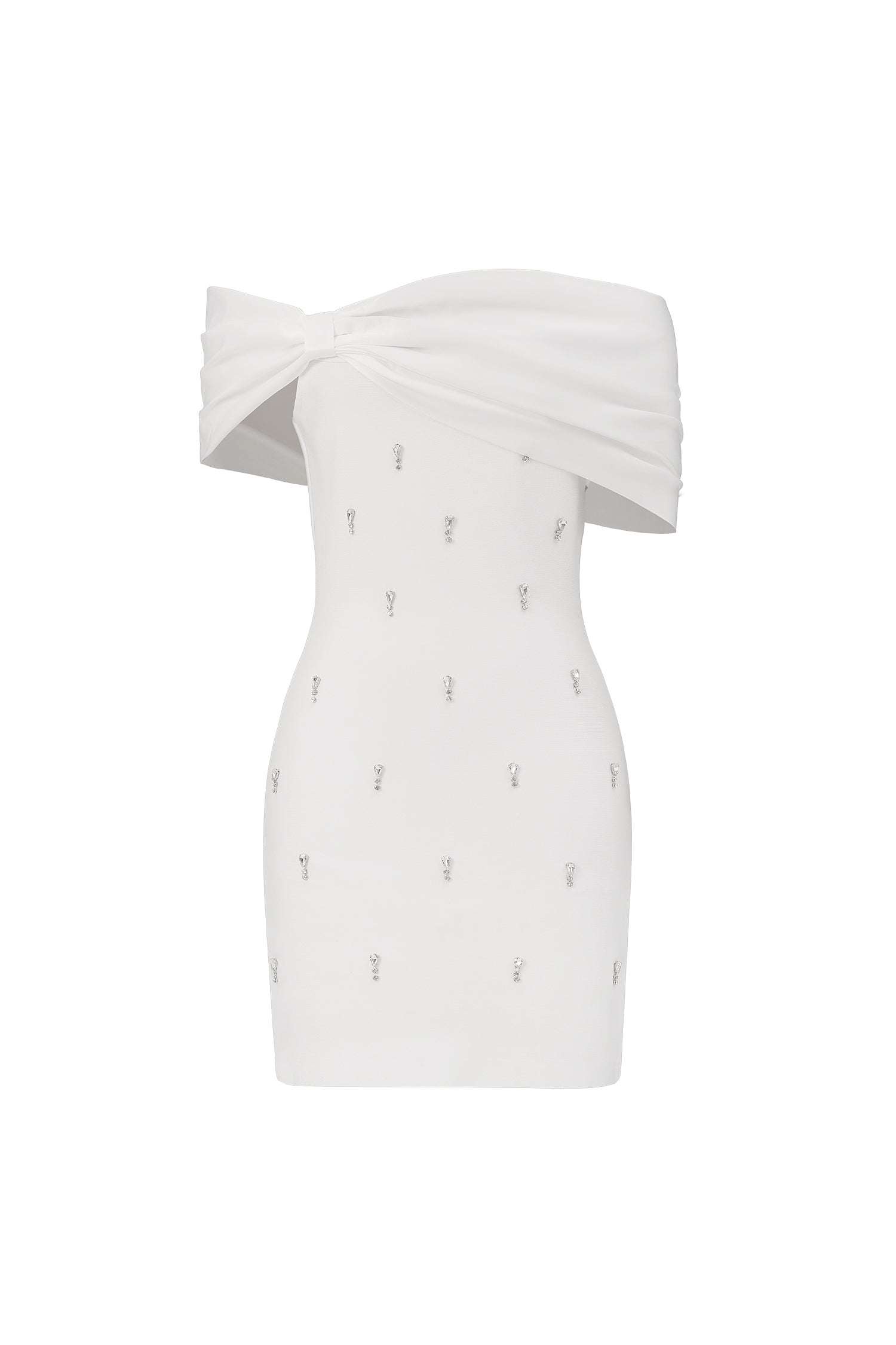 Verney Off The Shoulder Bow Diamond Bandage Mini Dress	