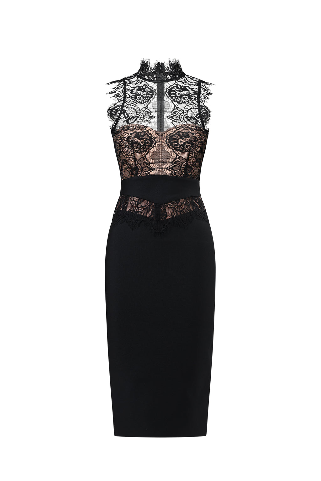 Priscilla Sleeveless Lace Bandage Midi Dress	