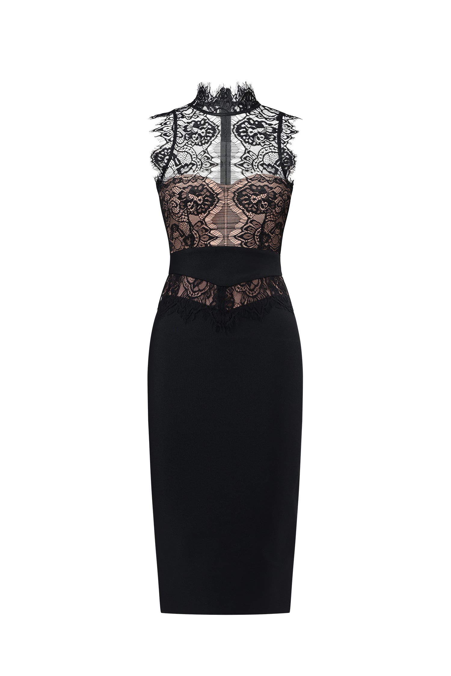 Priscilla Sleeveless Lace Bandage Midi Dress	