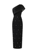 Ninon One Shoulder Sleeveless Diamond Bandage Maxi Dress	