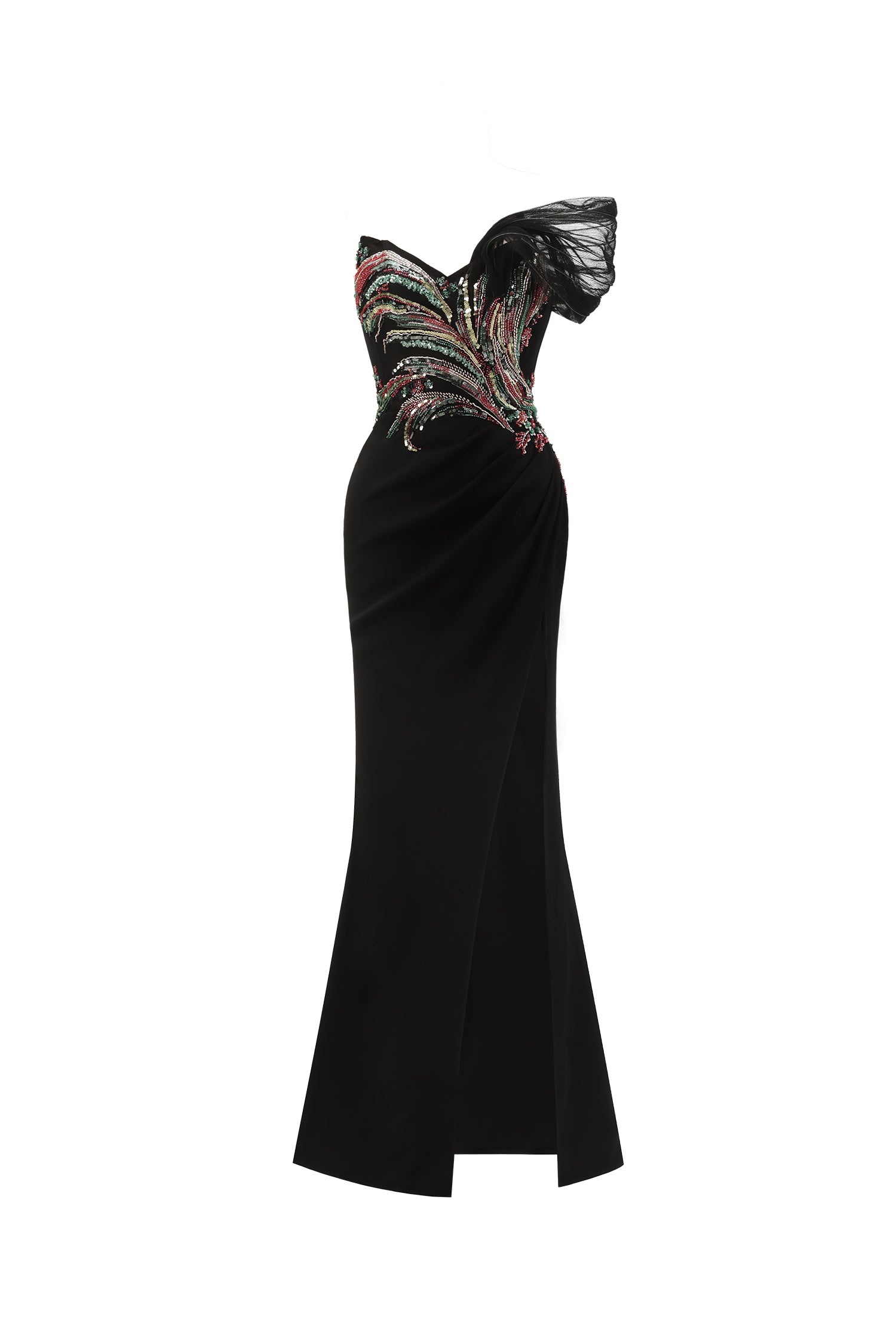 Stolen Strapless Sequin Embroidered Slit Bandage Maxi Dress	