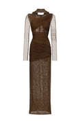 Zimino Long Sleeve Ruched Tulle Maxi Dress	