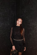 Kerta Classic Contour Crystal Ruffle Mesh Mini Dress	