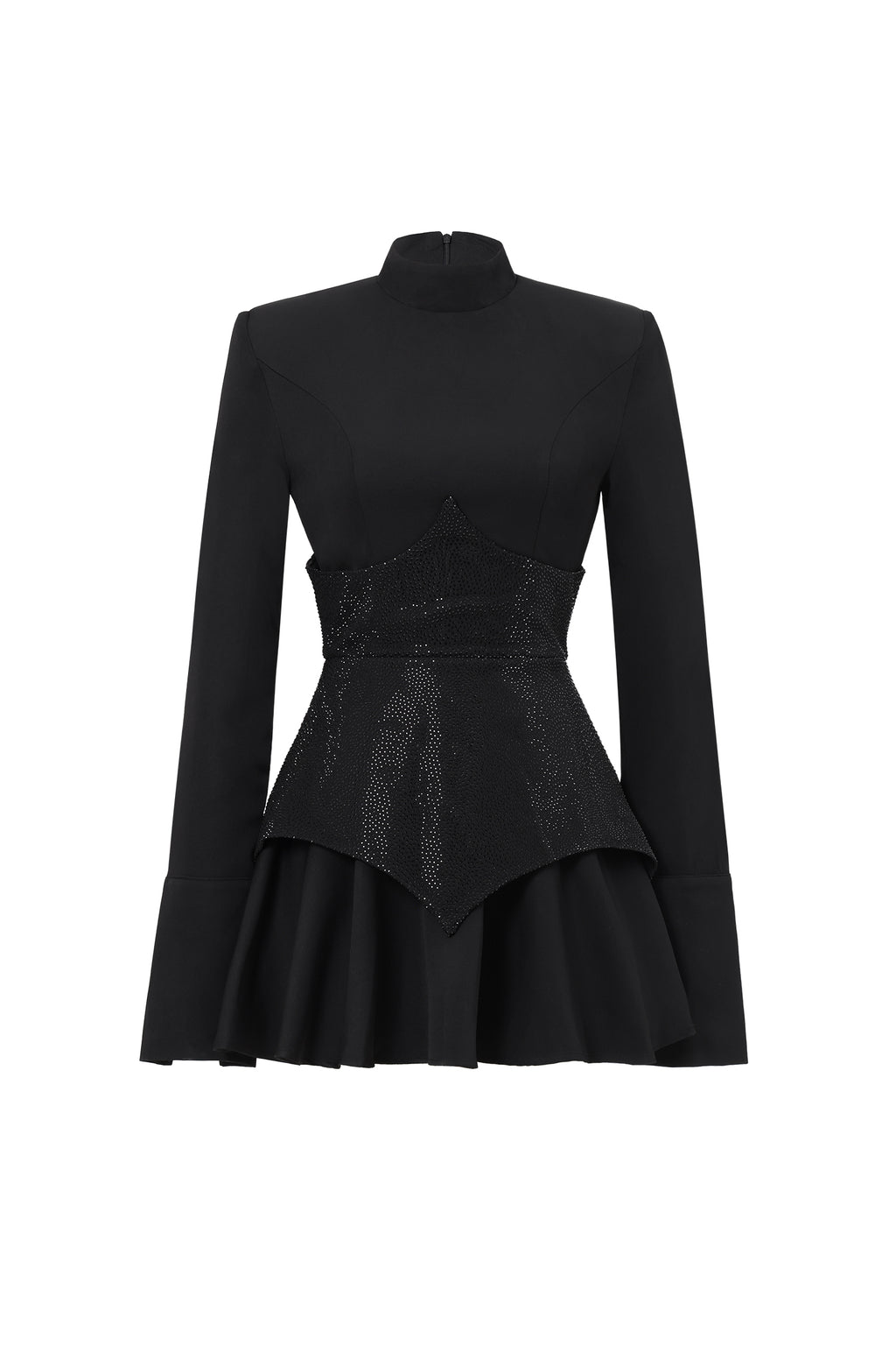 Tanria Classic Tailored Long Sleeve Crystal Mini Dress	