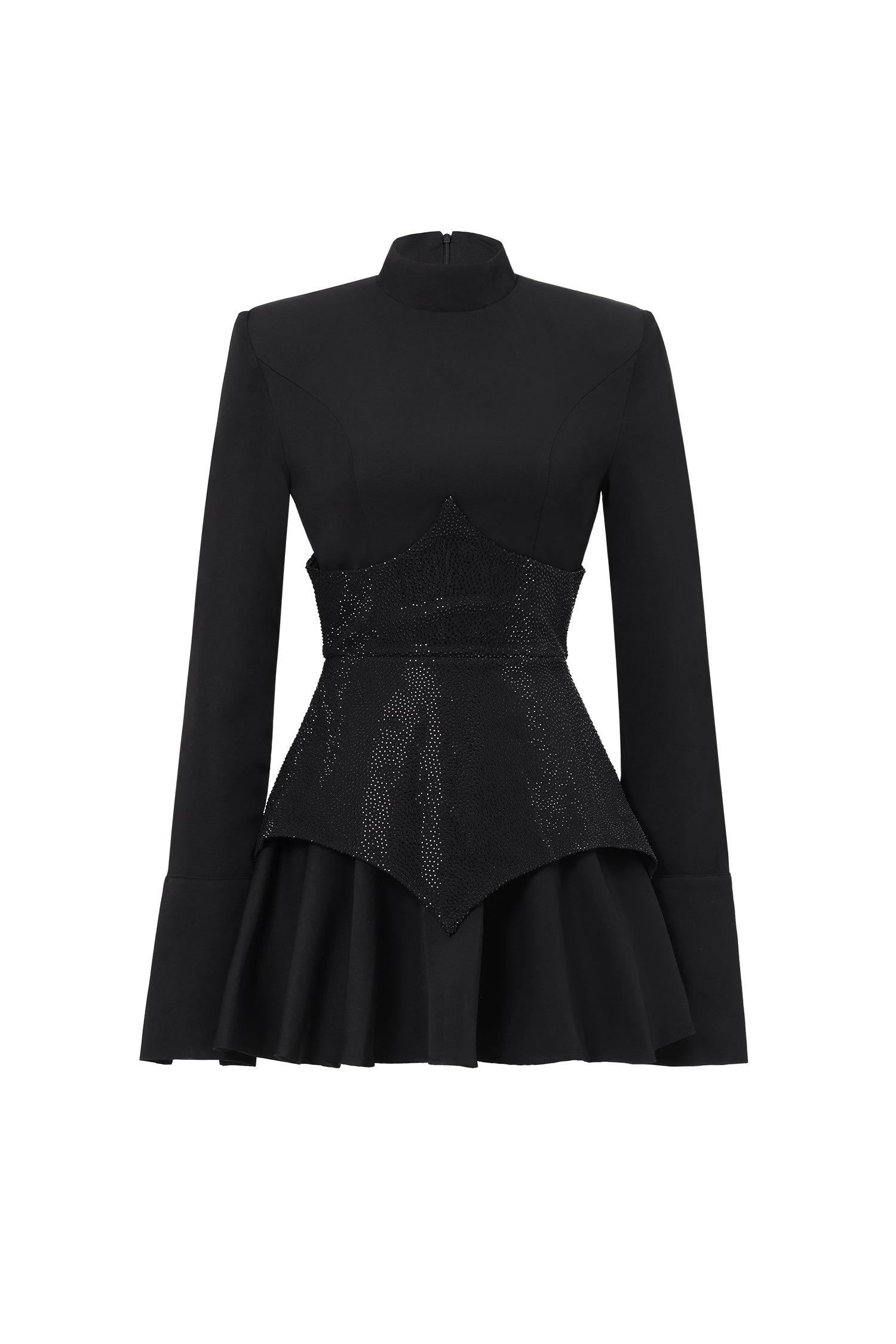 Tanria Classic Tailored Long Sleeve Crystal Mini Dress	
