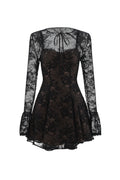 Kiera Romantic Flowy Long Sleeve Lace Mini Dress	