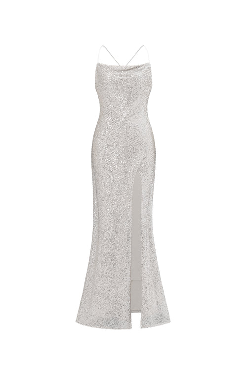 Fagra Glamorous Contour Sleeveless High Slit Sequin Maxi Dress	