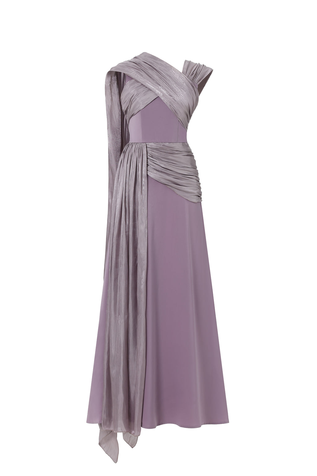 Rebekah Elegant Flowy Sleeveless Pleated Drape Maxi Dress	