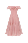 Wika Romantic Flowy Off Shoulder Ruffle Midi Dress	