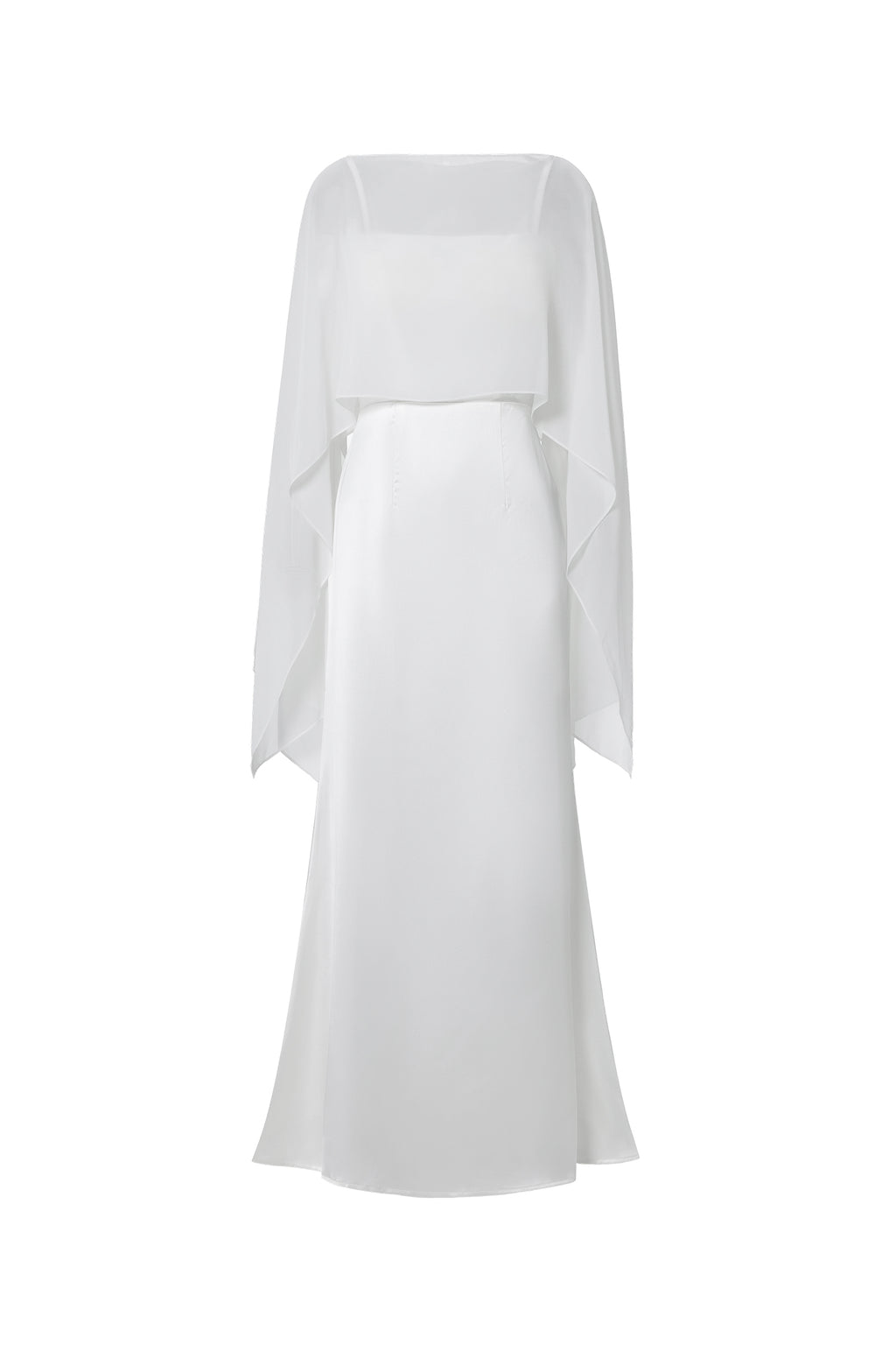 Sinai Elegant Flowy Sleeveless Chiffon Cape Maxi Dress	