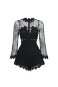 Willa Elegant Contour Long Sleeve Lace Romper	