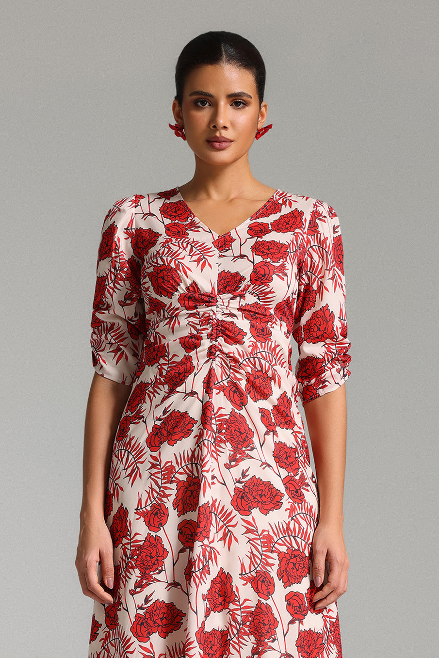 Fagro V Neck Printed Midi Dress	
