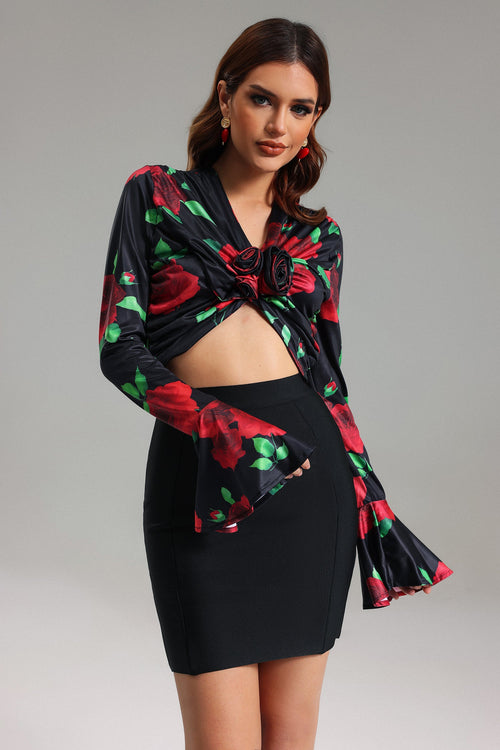 Fern Bell Sleeves Printed Top	