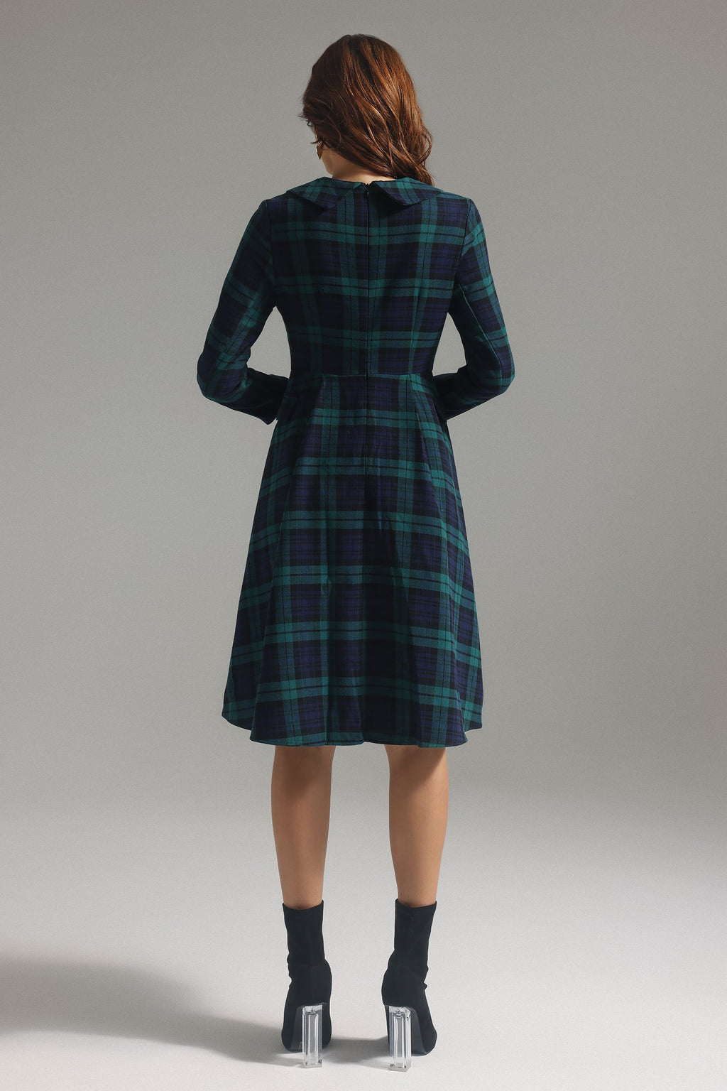 Gloria Lapel Plaid Dress	