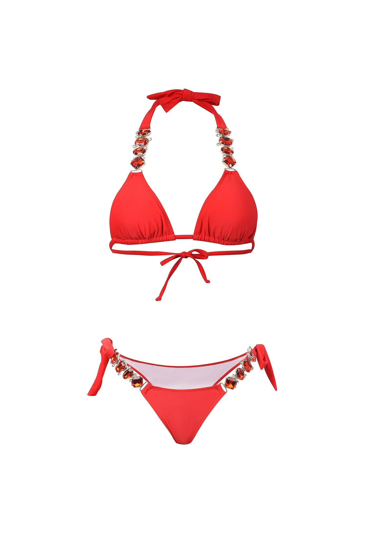Huxley Diamond Bikini - Red - Bellabarnett	