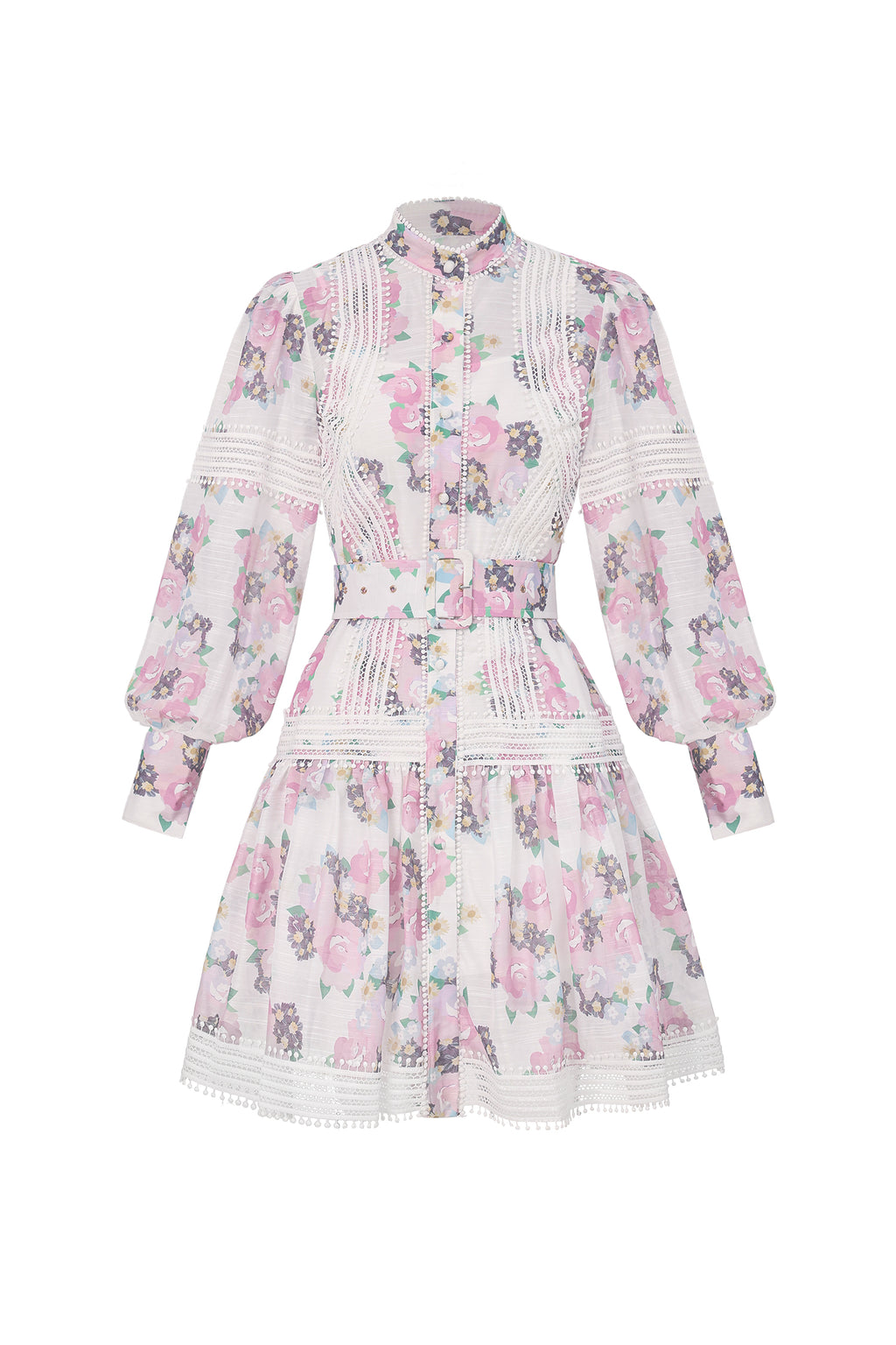 Myrna Lace Decorated Printed Dress	