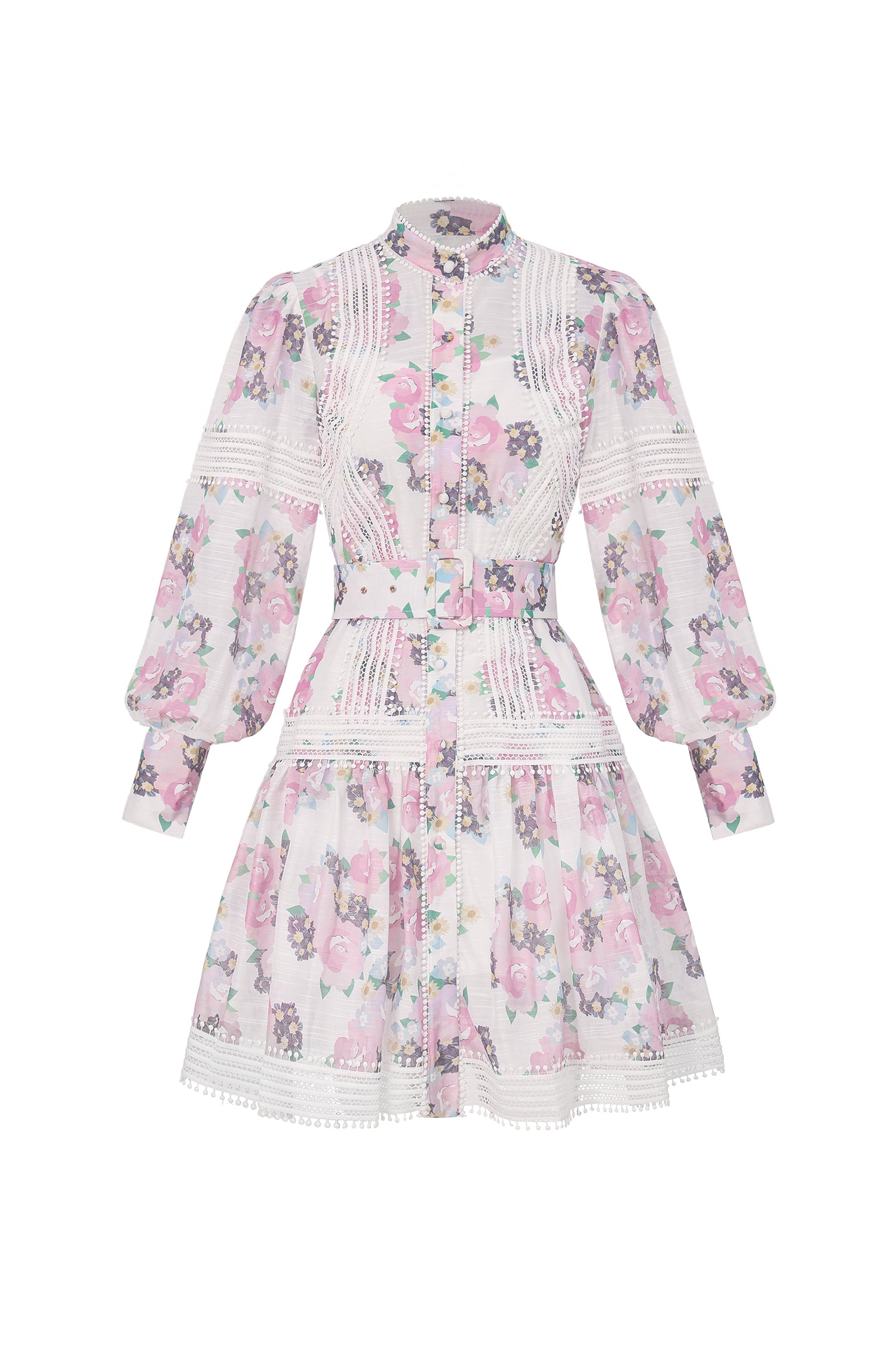 Myrna Lace Decorated Printed Dress	