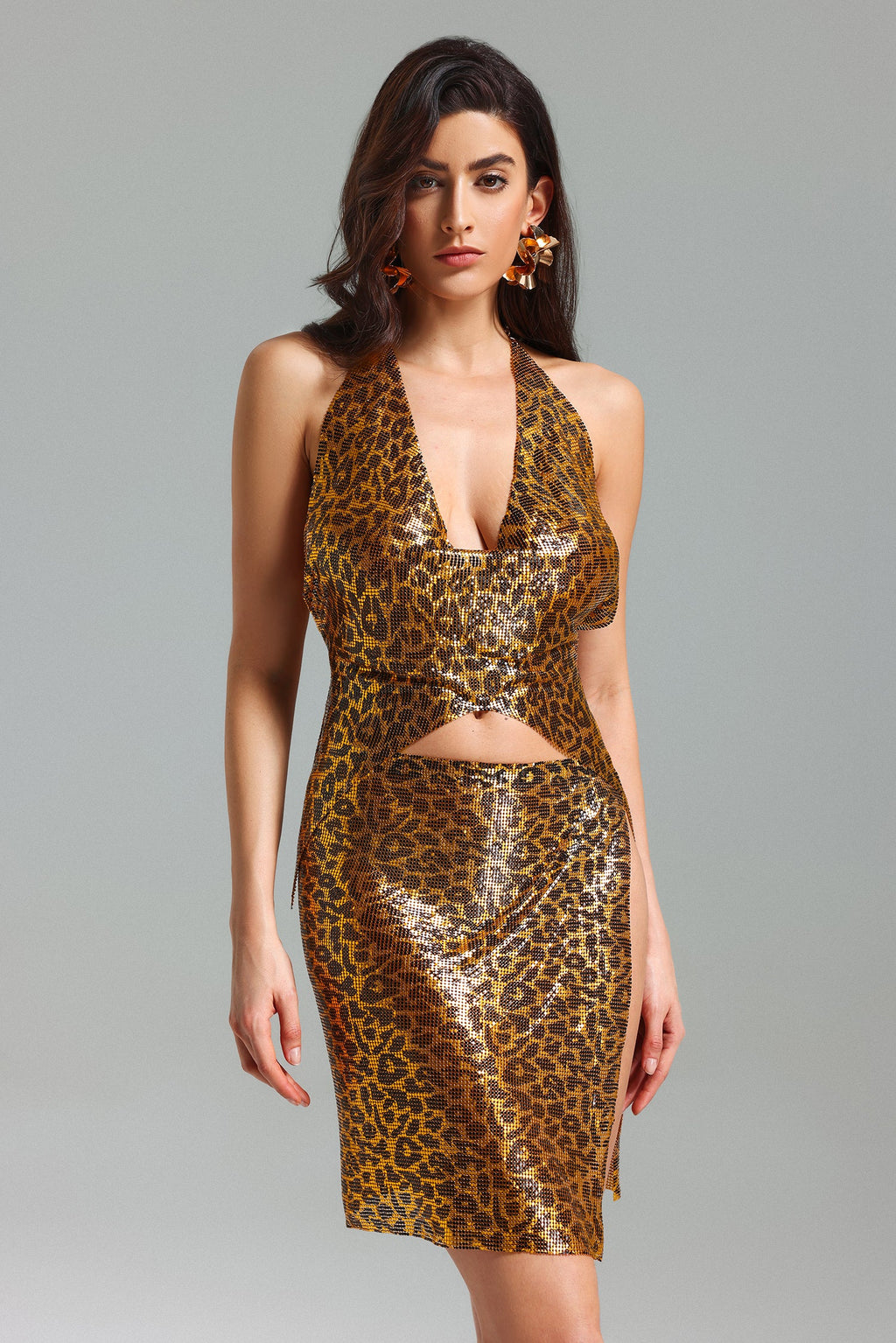 Kiele V Neck Leopard Metal Set	