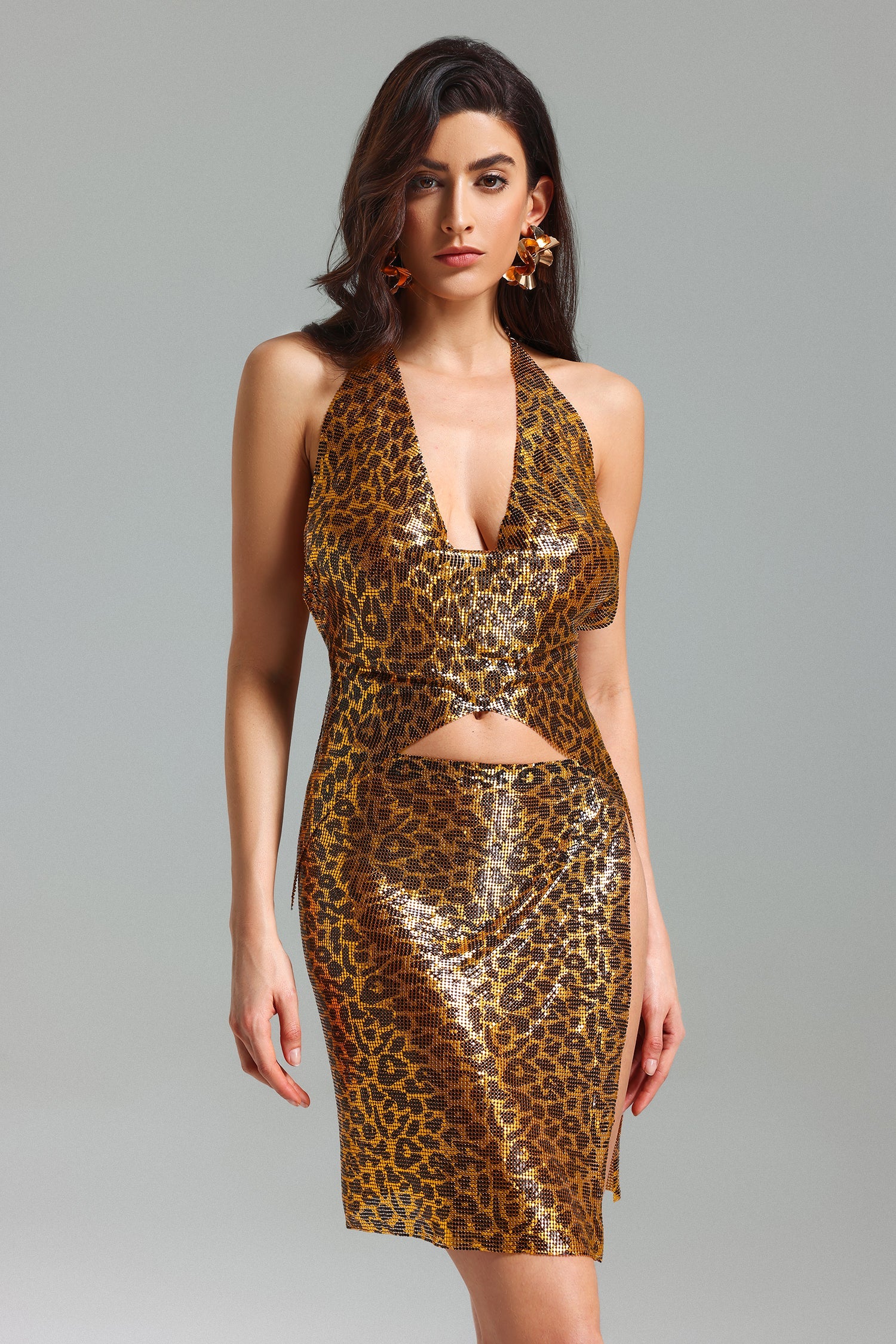 Kiele V Neck Leopard Metal Set	
