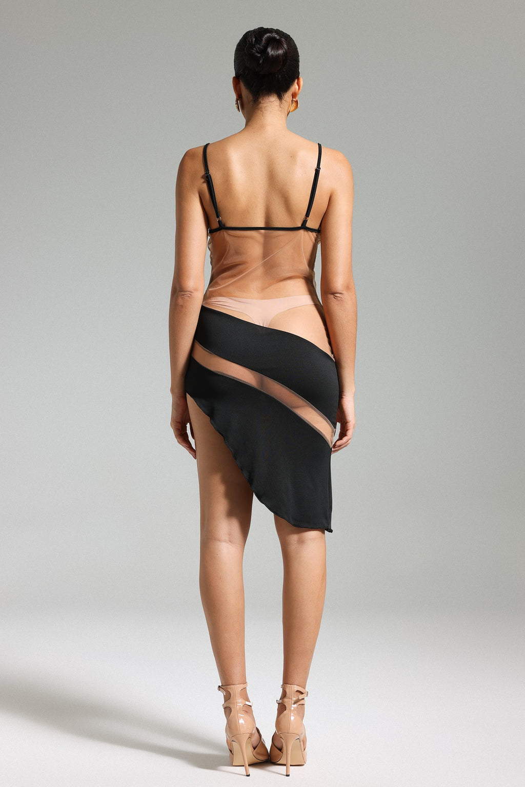 Livana Halter Patchwork Mesh Dress	