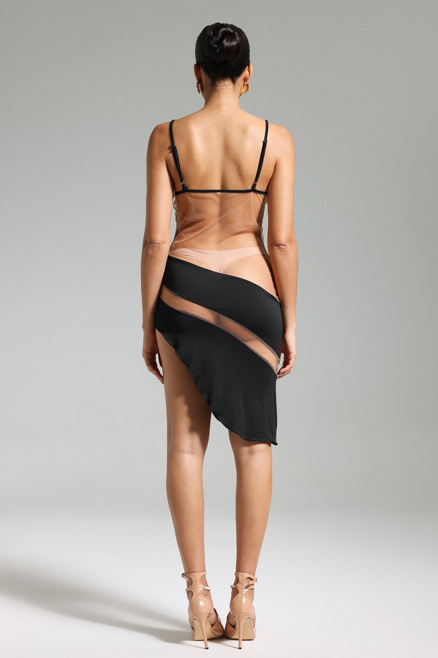 Livana Halter Patchwork Mesh Dress	