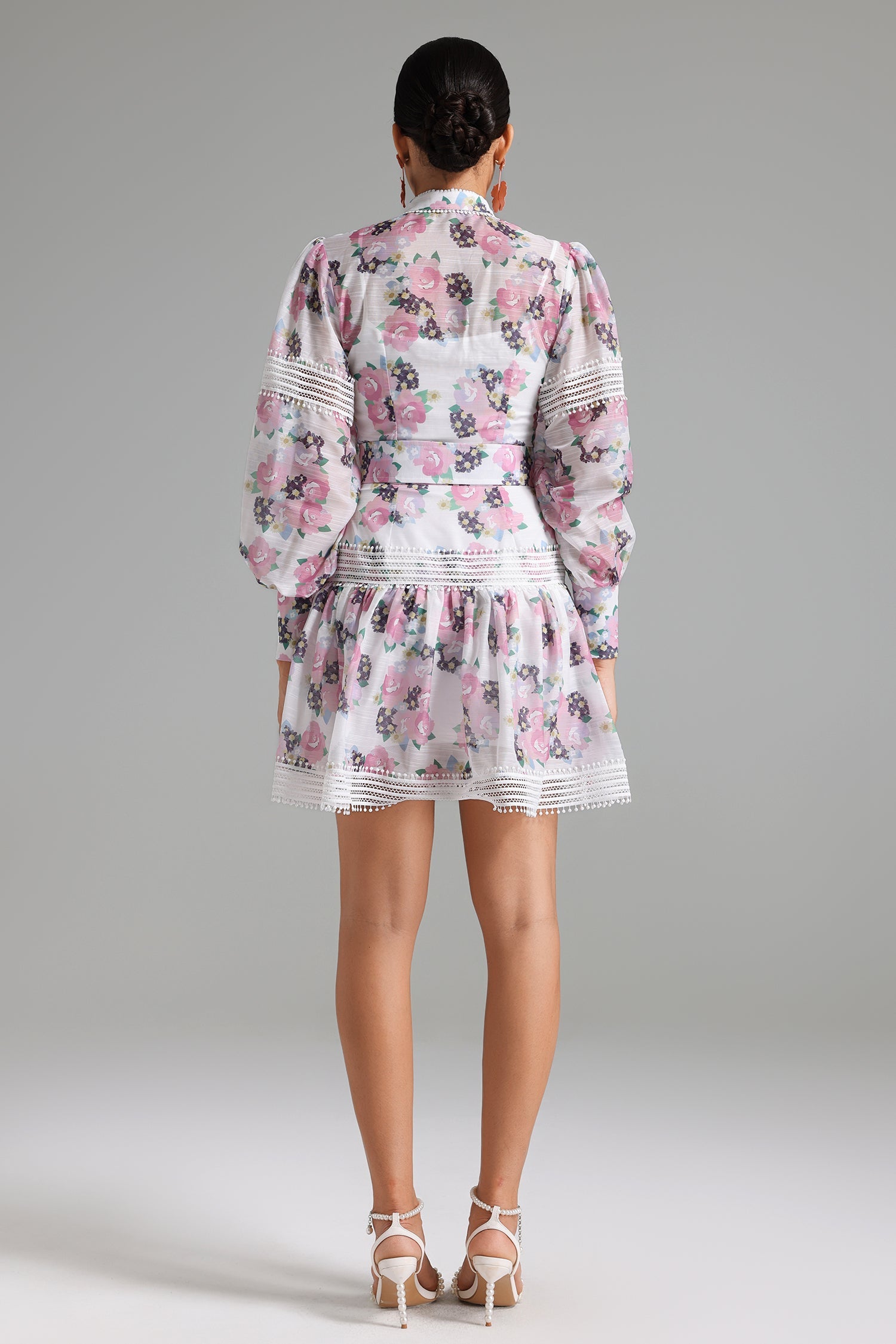 Myrna Lace Decorated Printed Dress	