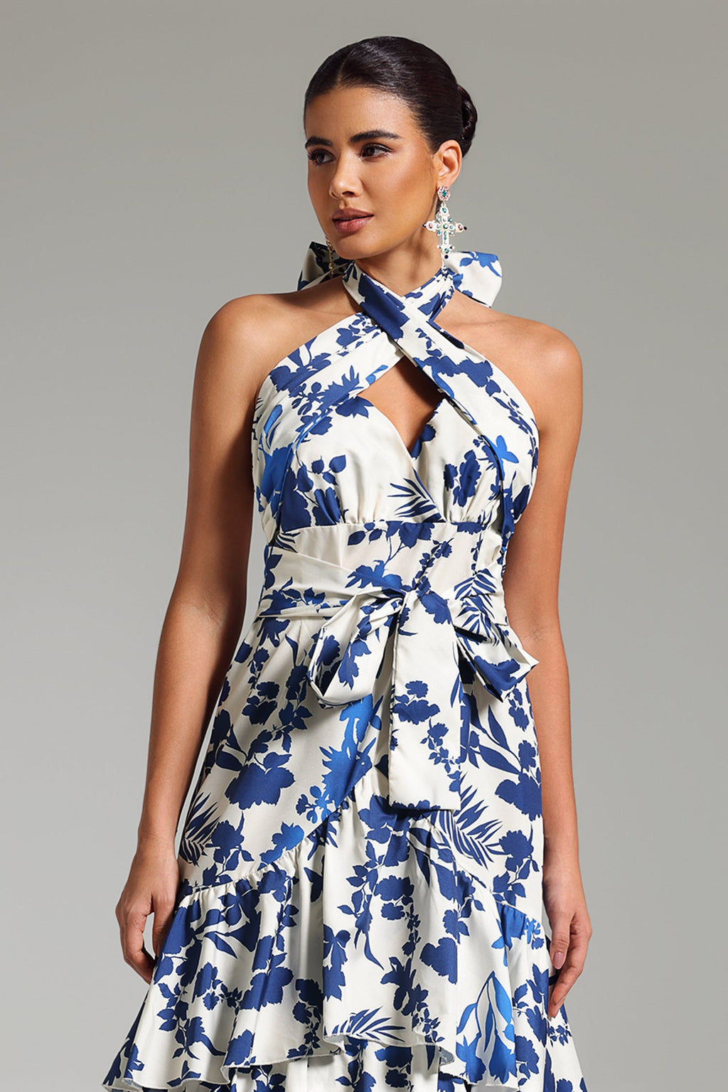 Ninon Halterneck Printed Layered Maxi Dress	
