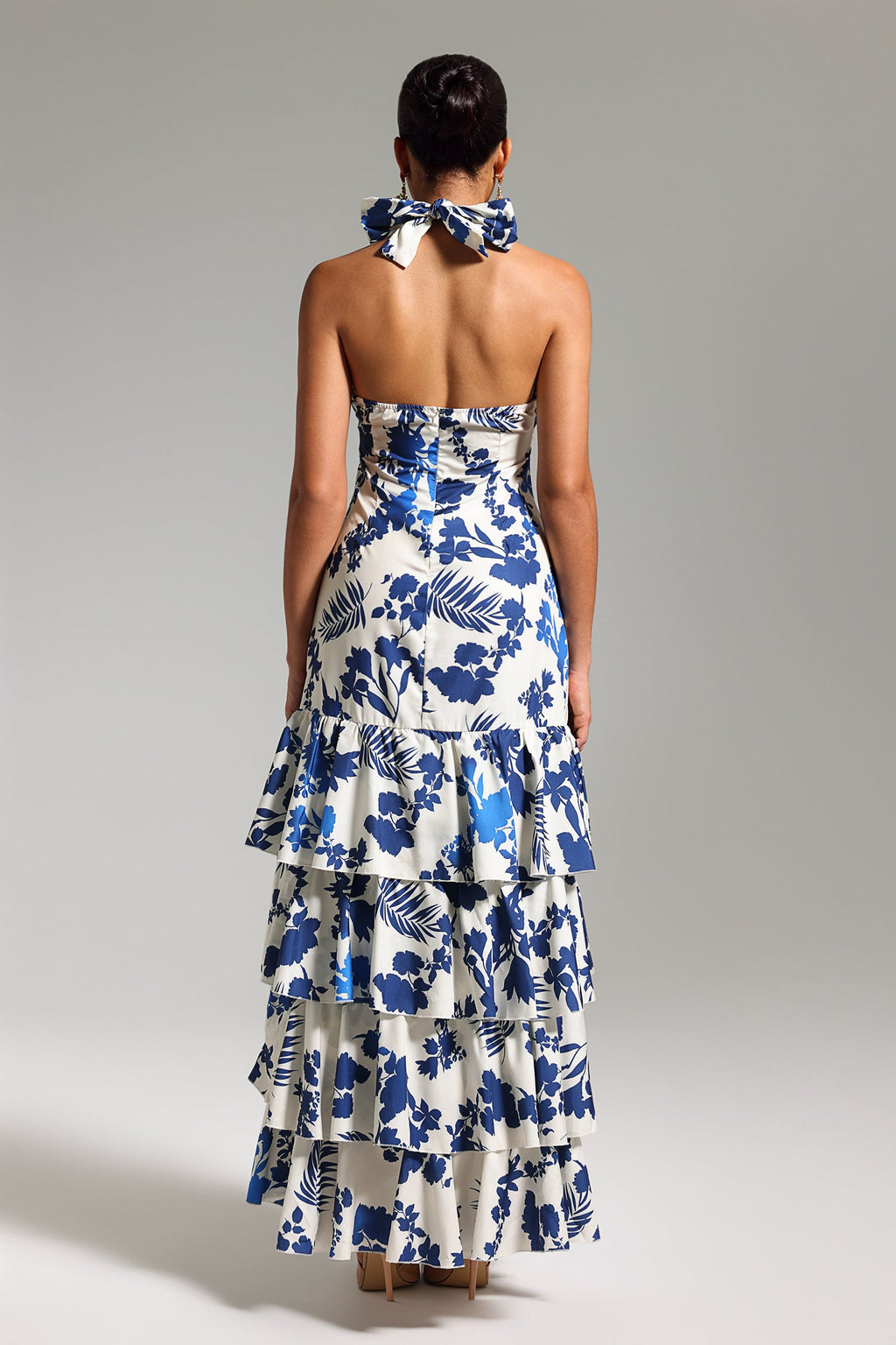 Ninon Halterneck Printed Layered Maxi Dress	