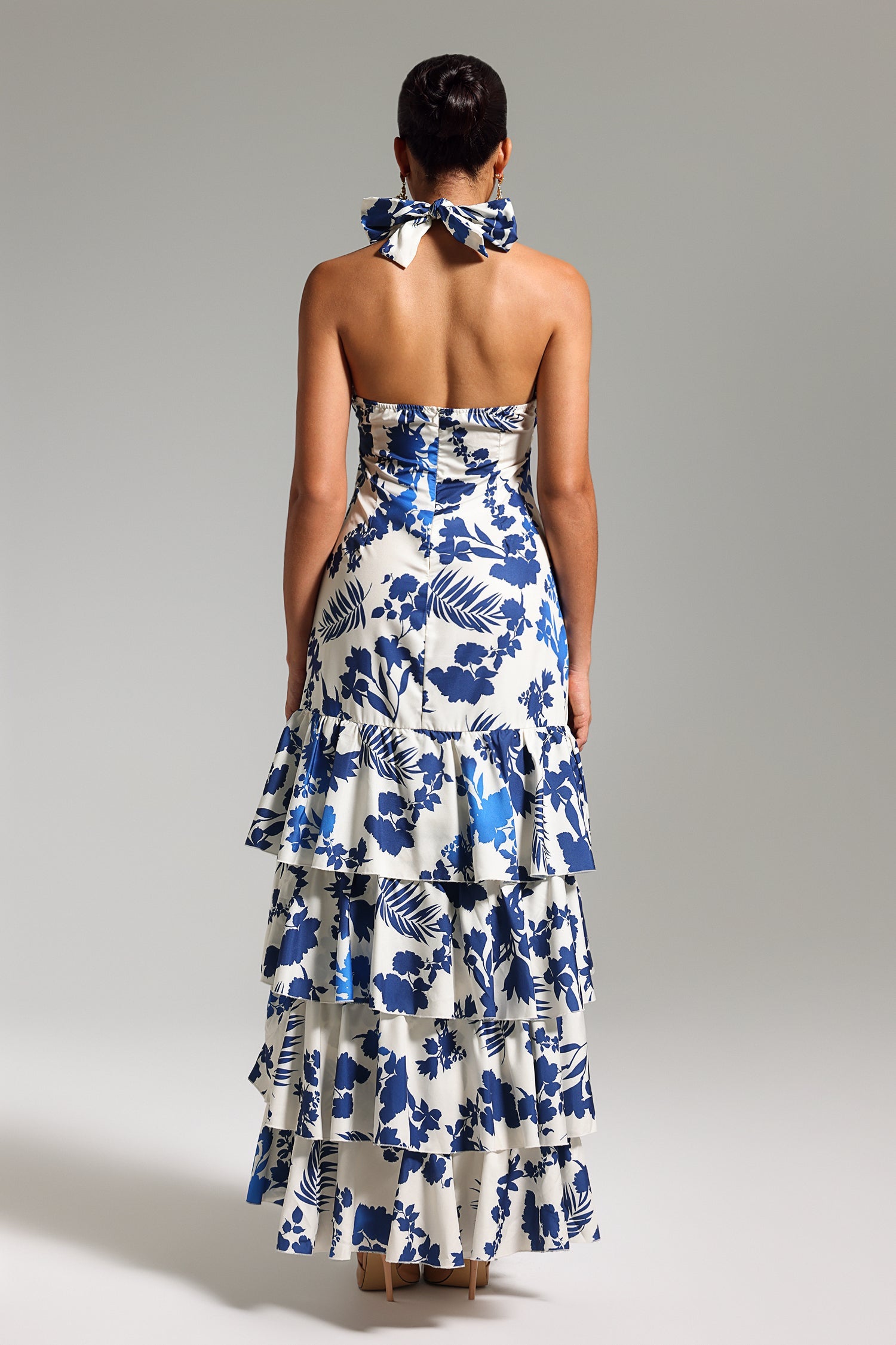Ninon Halterneck Printed Layered Maxi Dress	