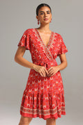 Quany V Neck Printed Mini Dress	