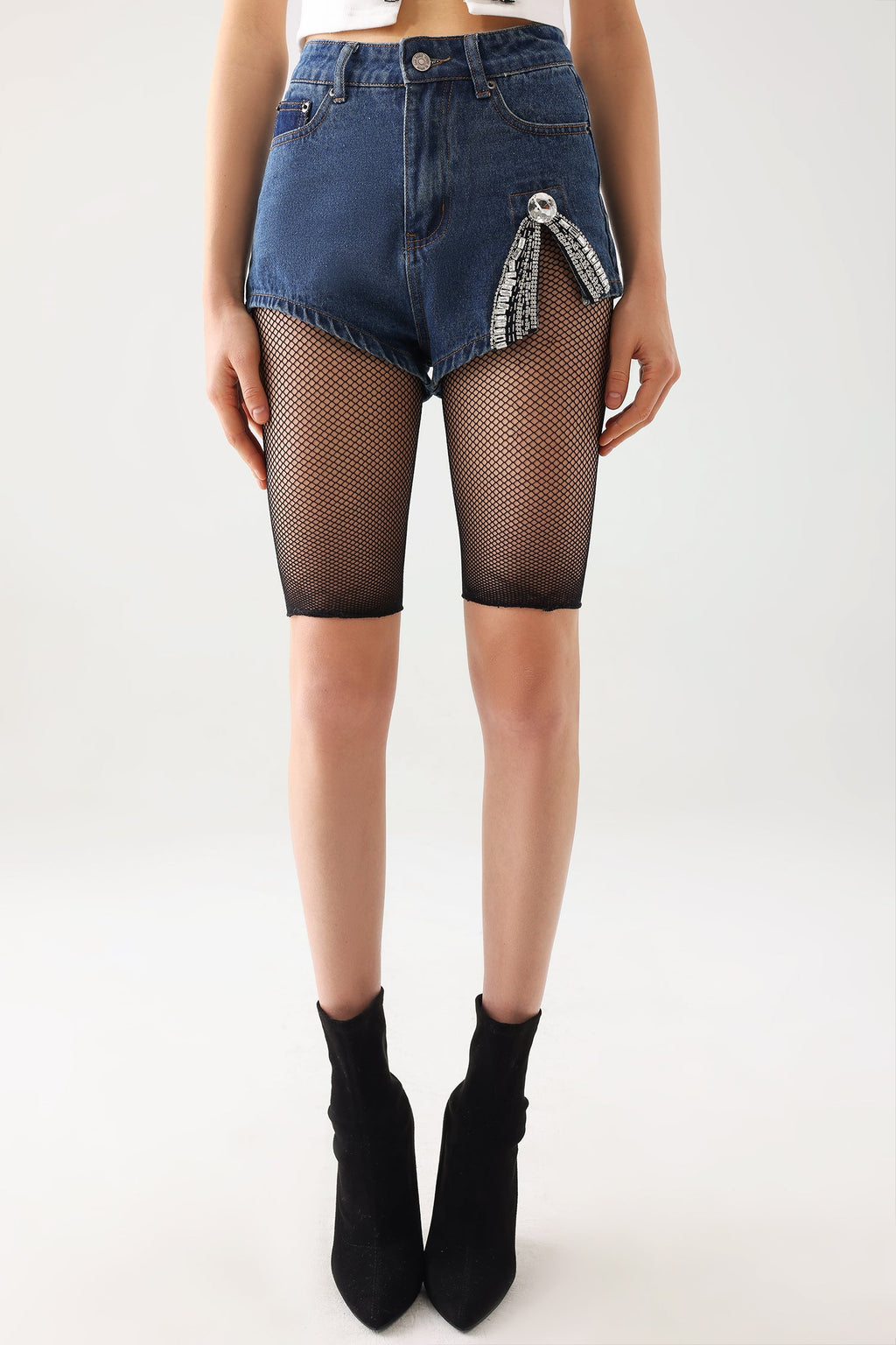 Rcia Diamante Denim Shorts	